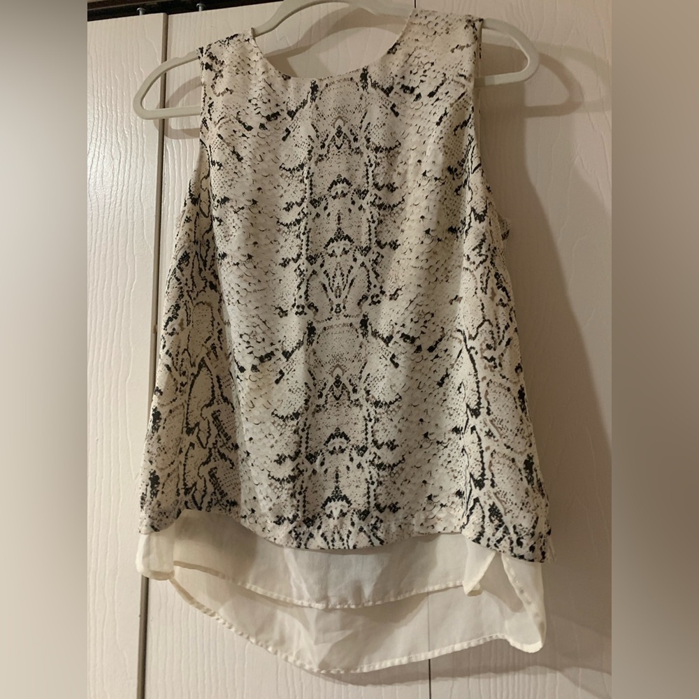 Rose & Olive Cream and Black Snake-Print Layered Tank